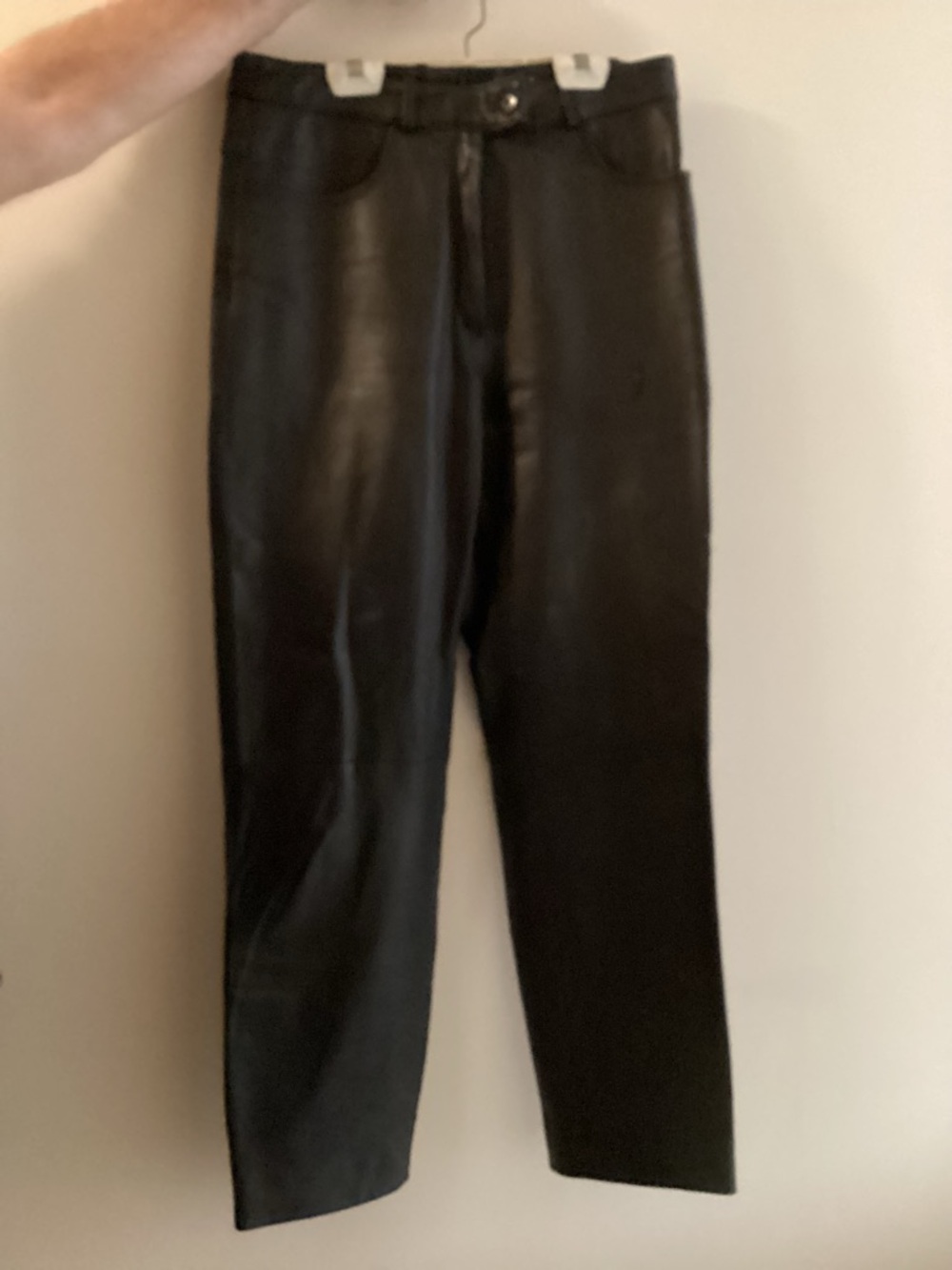 Black Faux Leather Straight-Leg Pants